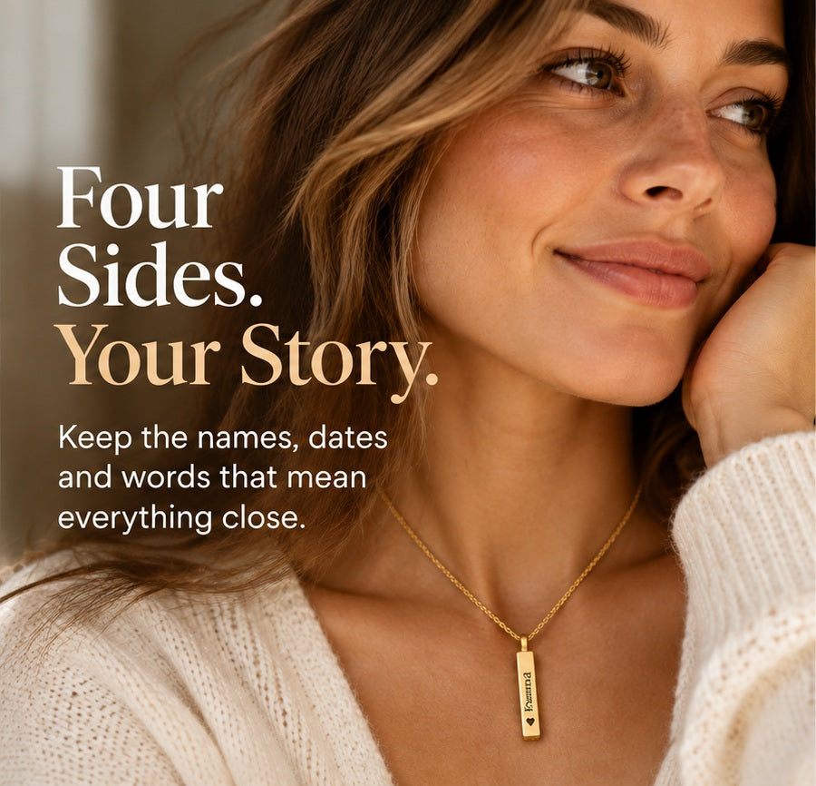 4-Sided Stick Necklace - Engraved