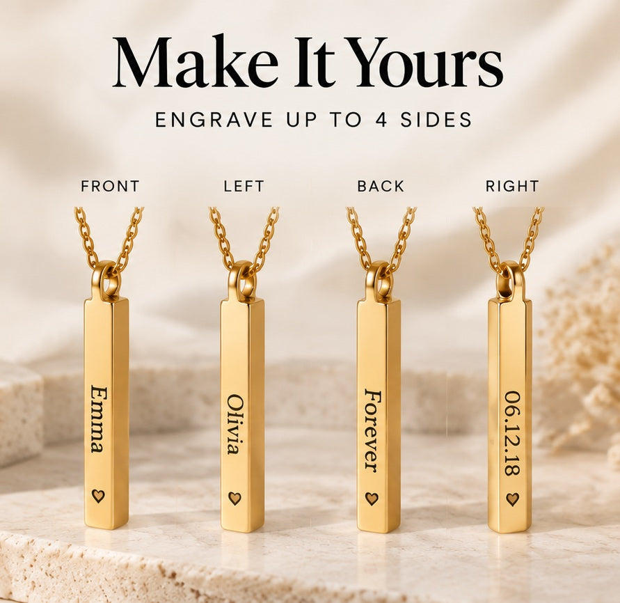 4-Sided Stick Necklace - Engraved