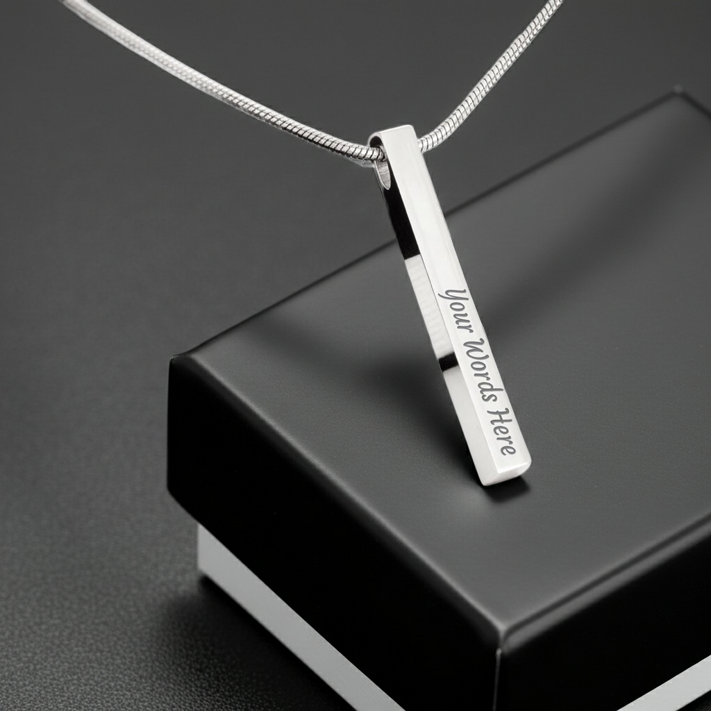 4-Sided Stick Necklace - Engraved