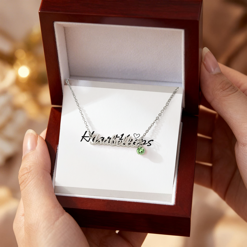 Custom Name Necklace with Birthstone