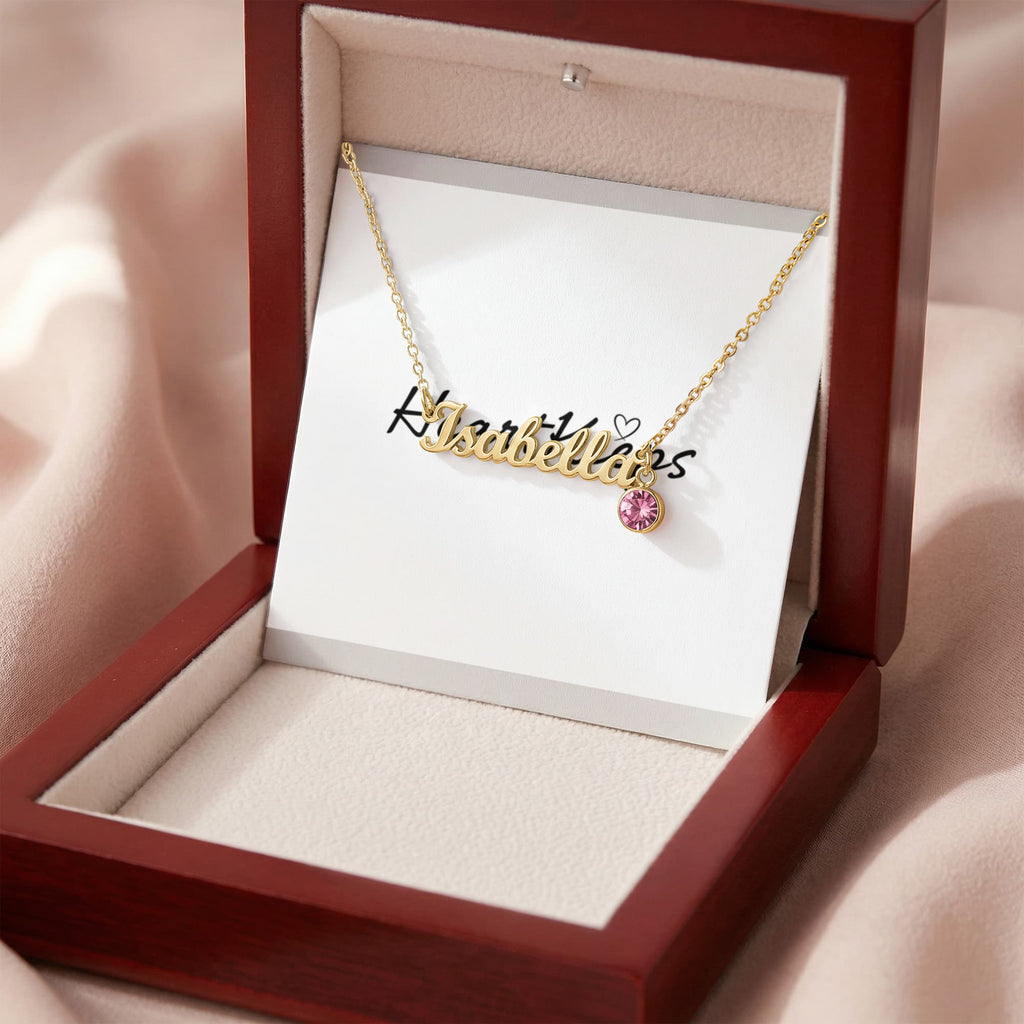 Custom Name Necklace with Birthstone