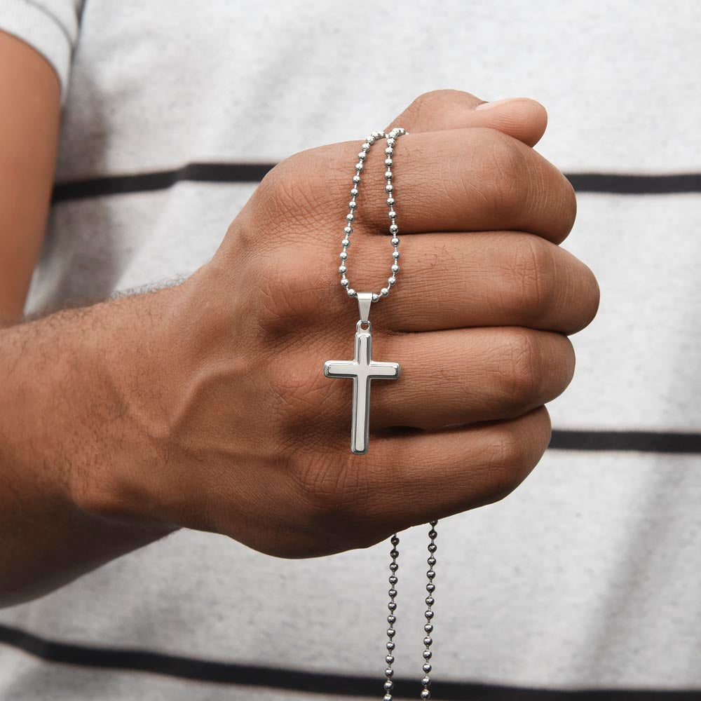 Personalized Cross Necklace with Ball Chain