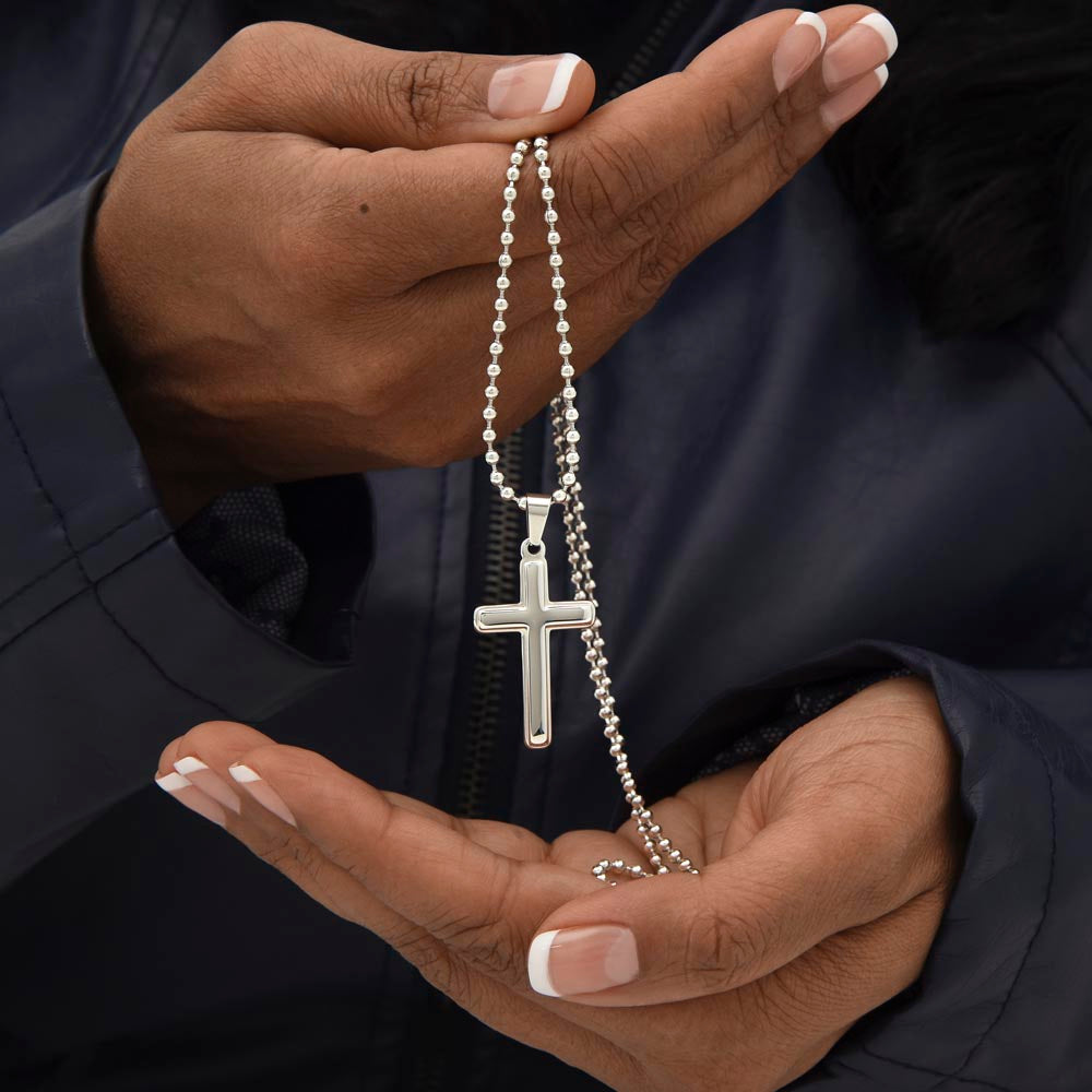 Personalized Cross Necklace with Ball Chain