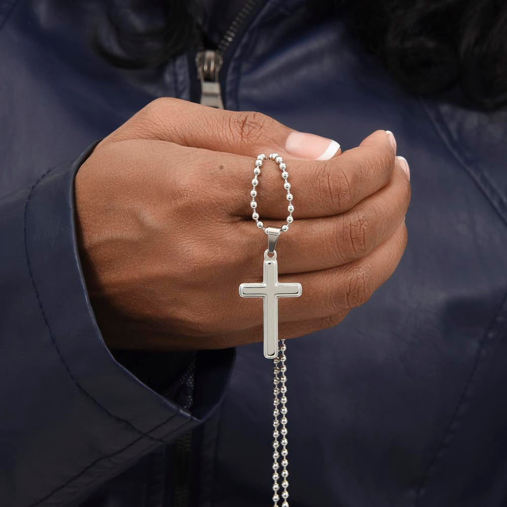 Personalized Cross Necklace with Ball Chain