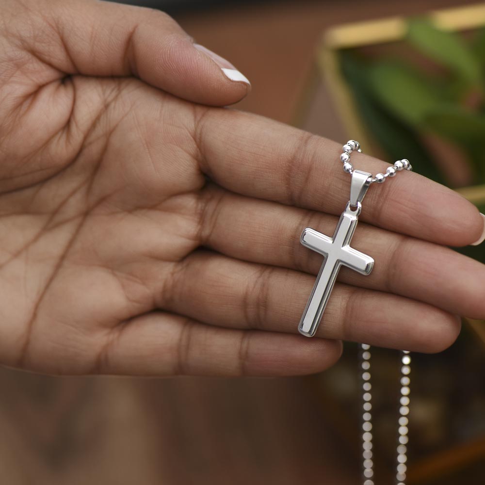 Personalized Cross Necklace with Ball Chain