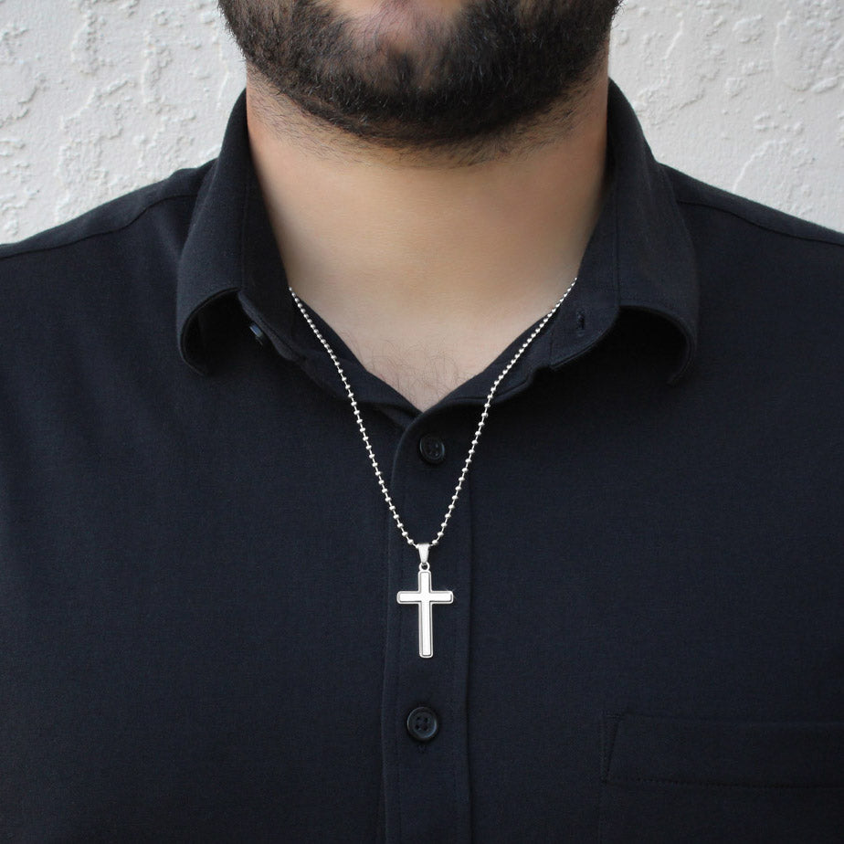 Personalized Cross Necklace with Ball Chain