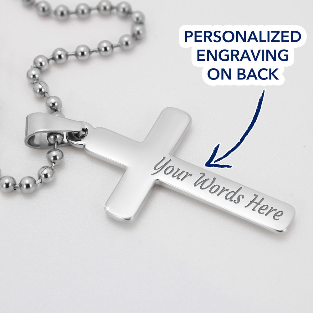 Personalized Cross Necklace with Ball Chain