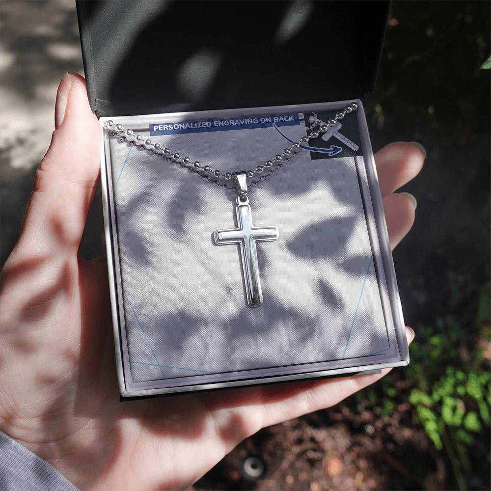 Personalized Cross Necklace with Ball Chain