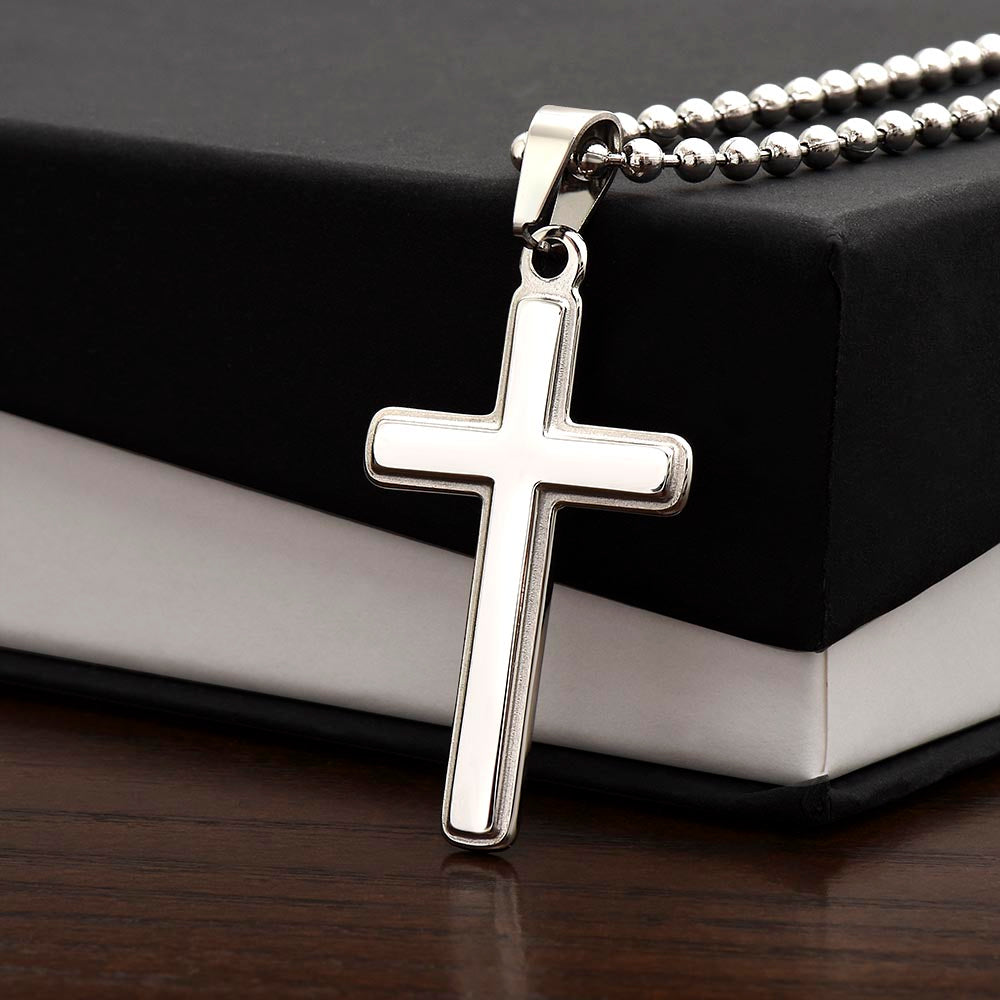Personalized Cross Necklace with Ball Chain