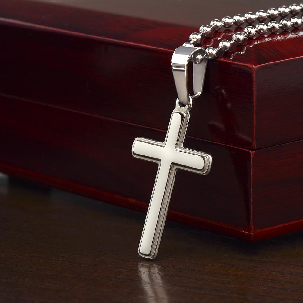 Personalized Cross Necklace with Ball Chain