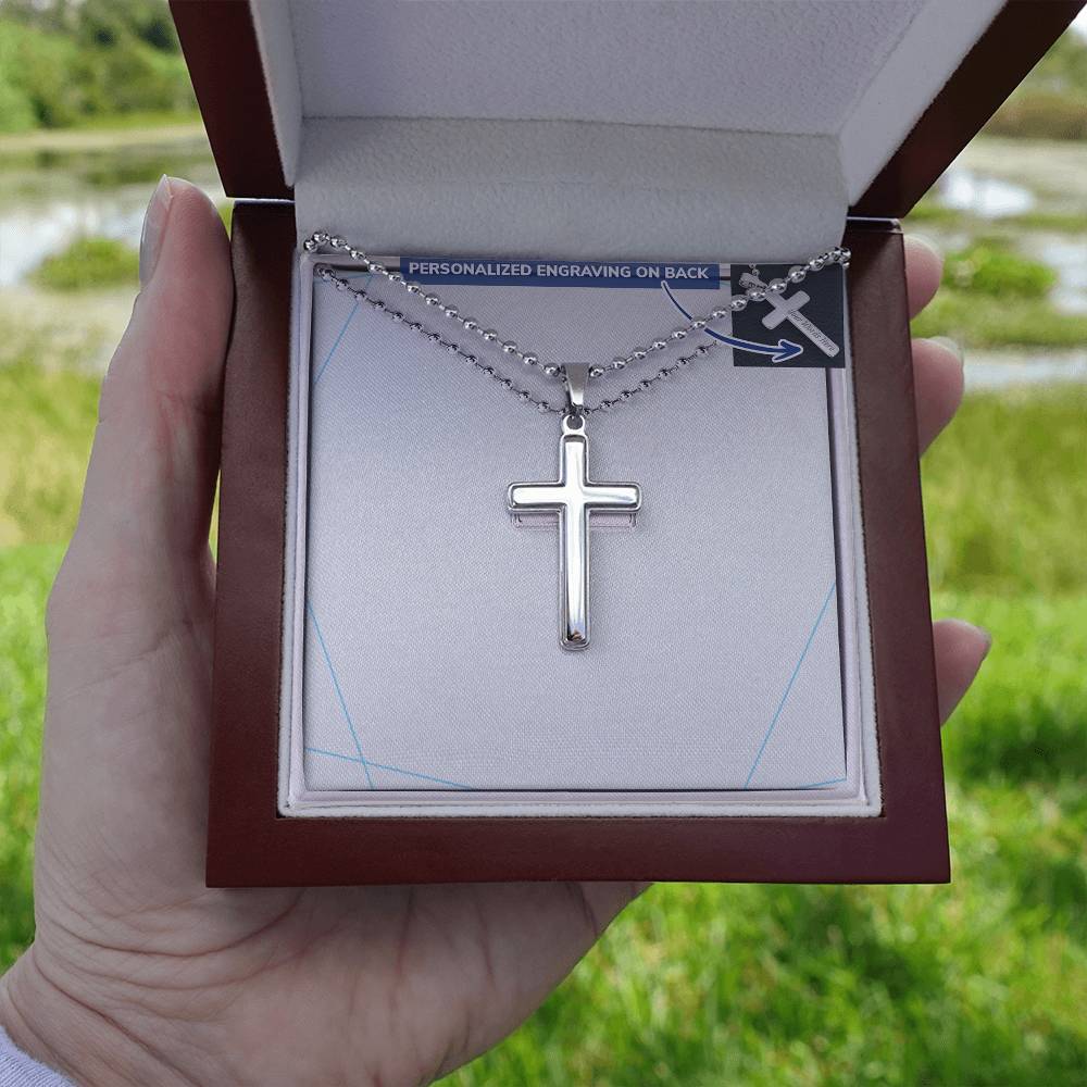 Personalized Cross Necklace with Ball Chain