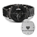 Non-Message Card Black Chronograph Watch with Engraving
