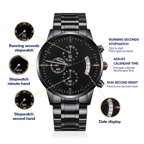 Black Chronograph Watch – Personalized Photo Gift for Him