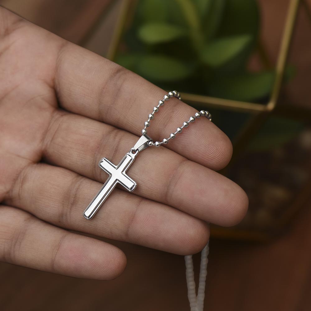 Stunning Artisan-Crafted Cross Necklace with Ball Chain