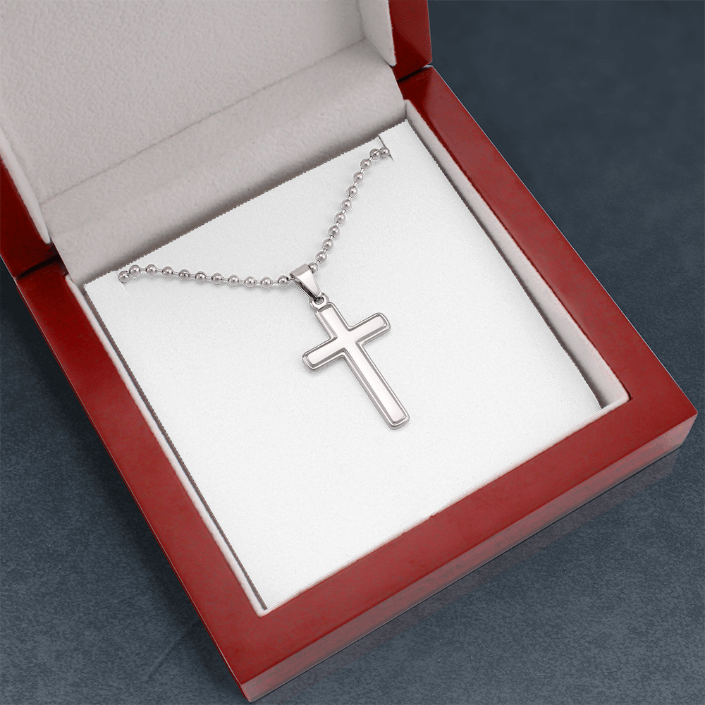 Stunning Artisan-Crafted Cross Necklace with Ball Chain