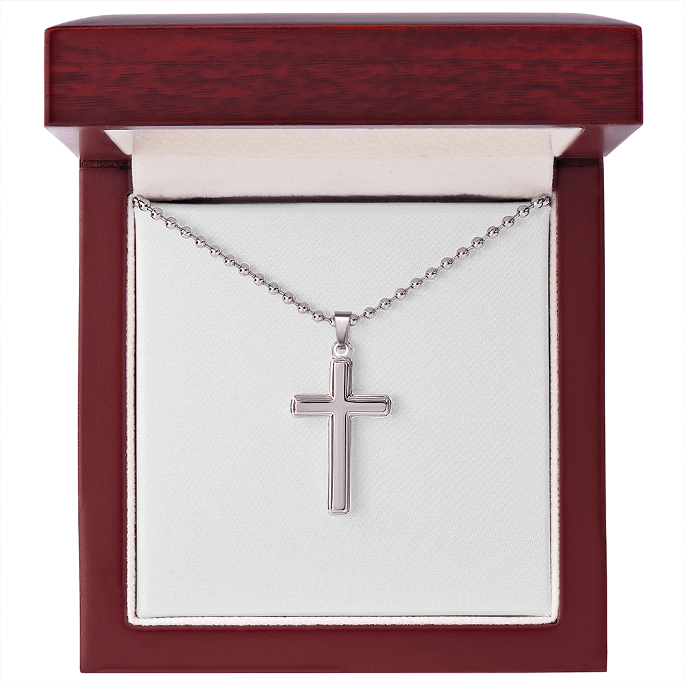 Stunning Artisan-Crafted Cross Necklace with Ball Chain