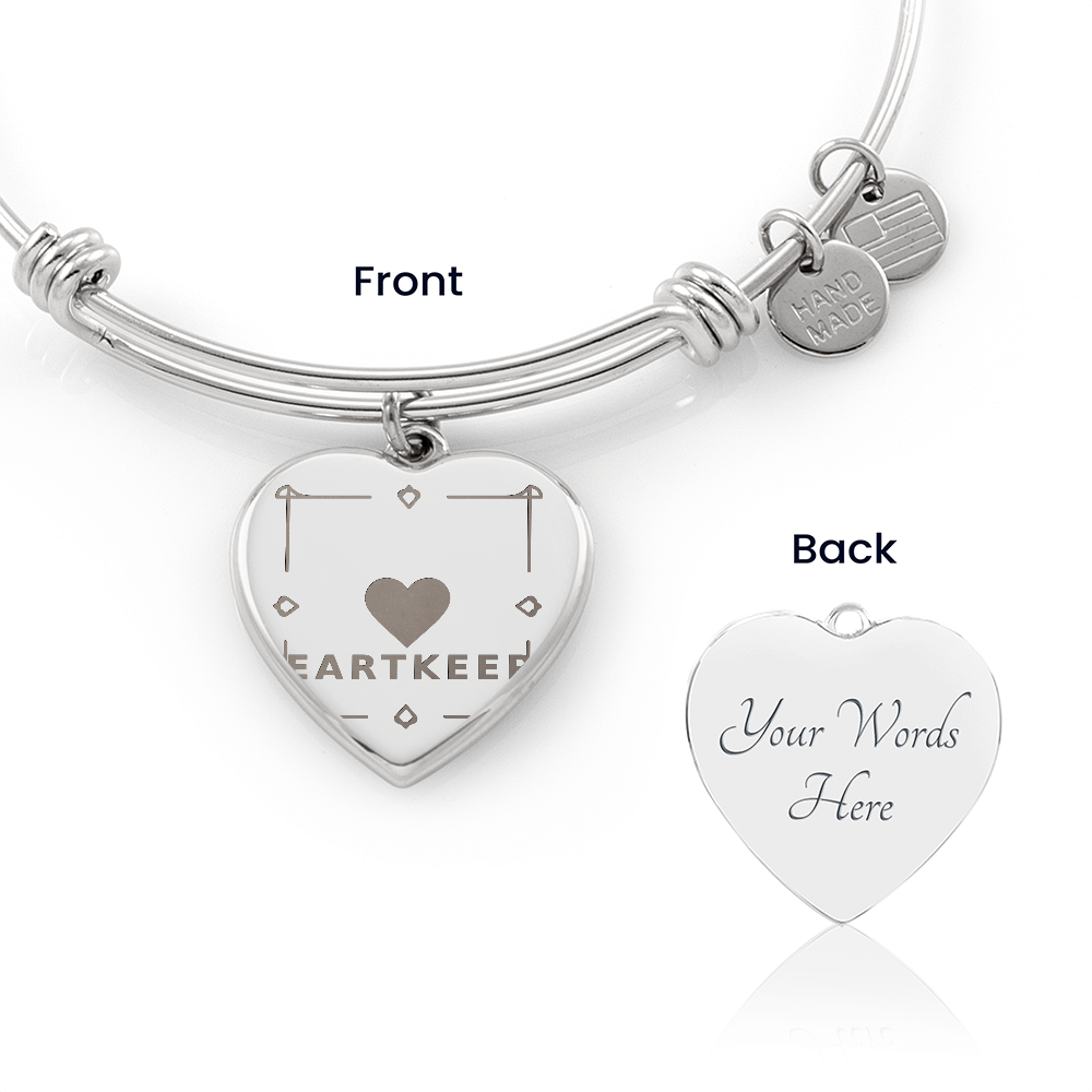 Non-Message Card Luxury Heart Bangle with Engraving