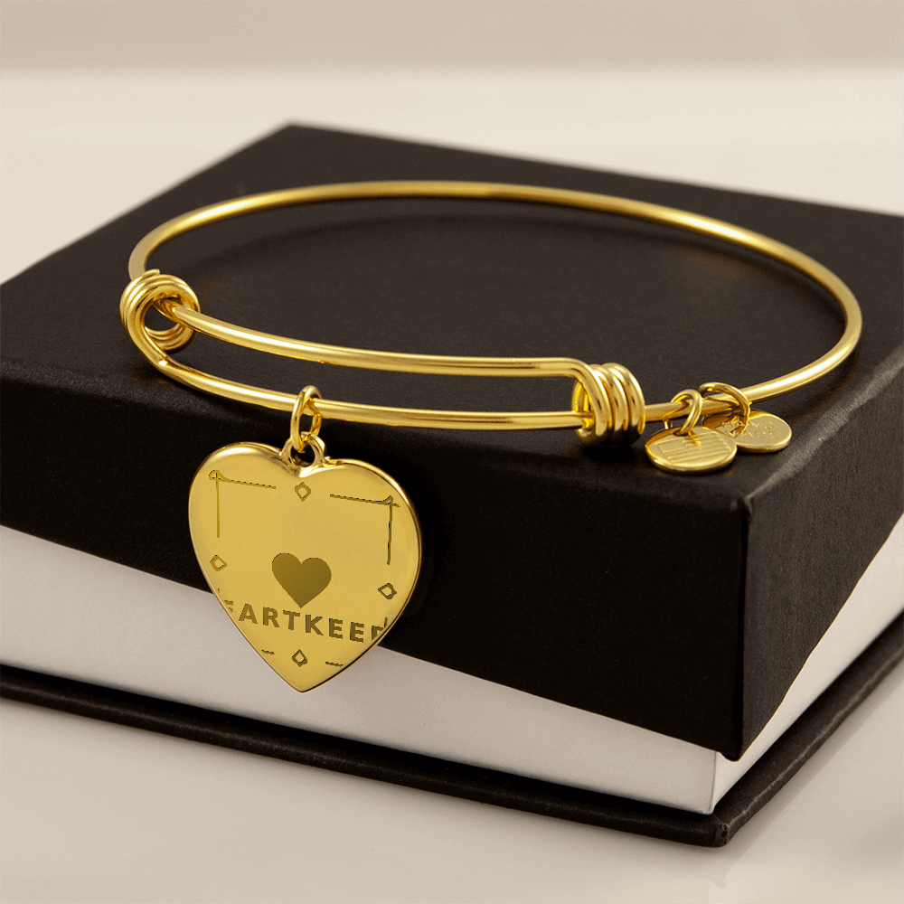 Non-Message Card Luxury Heart Bangle with Engraving