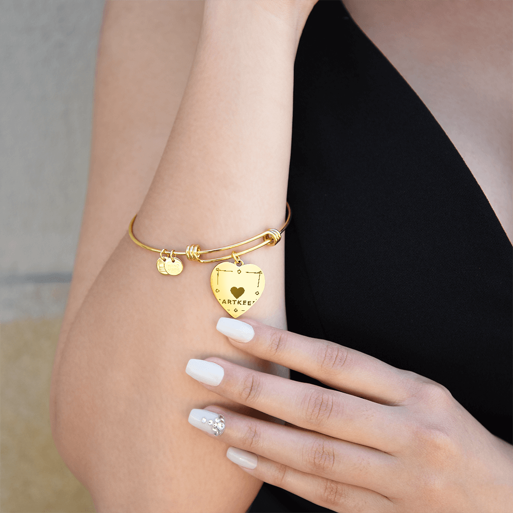 Non-Message Card Luxury Heart Bangle with Engraving