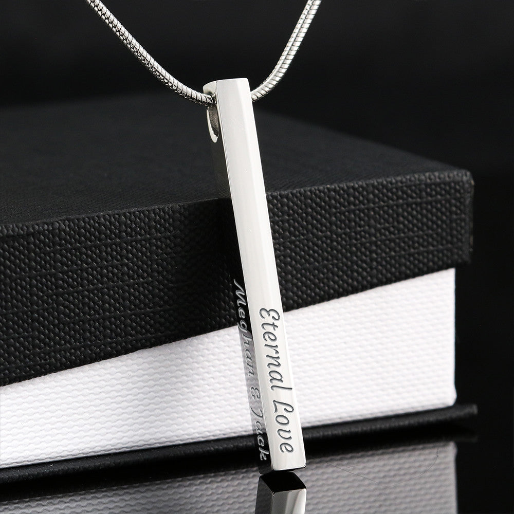 4-Sided Stick Necklace - Engraved