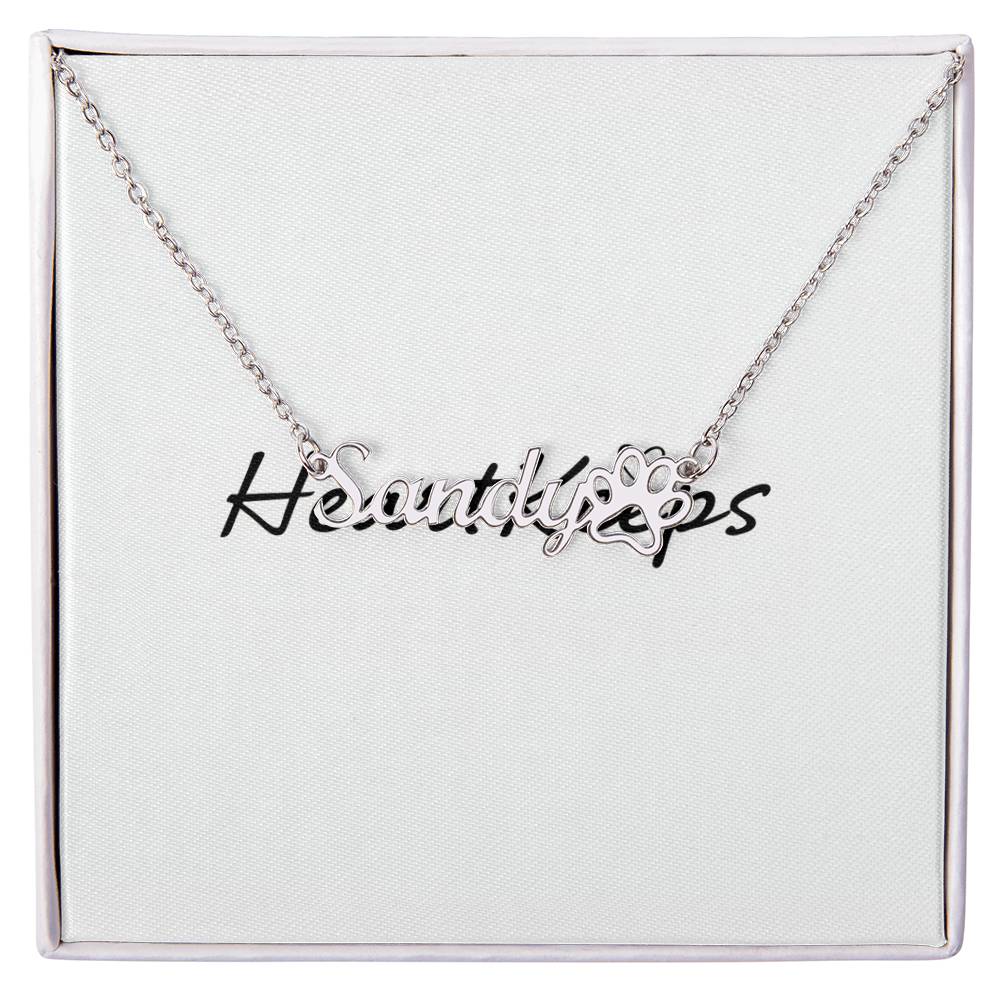Paw Print Name Necklace