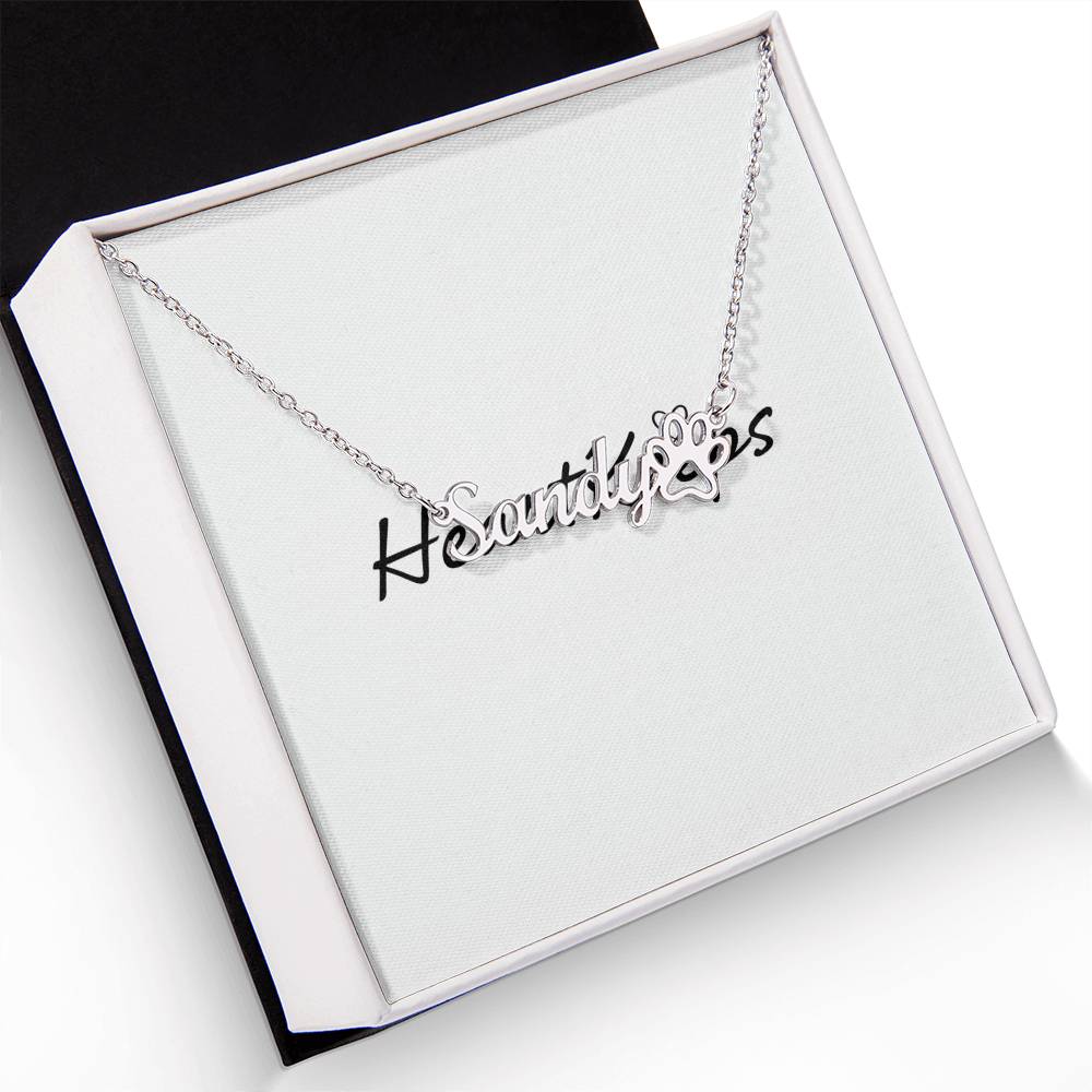 Paw Print Name Necklace