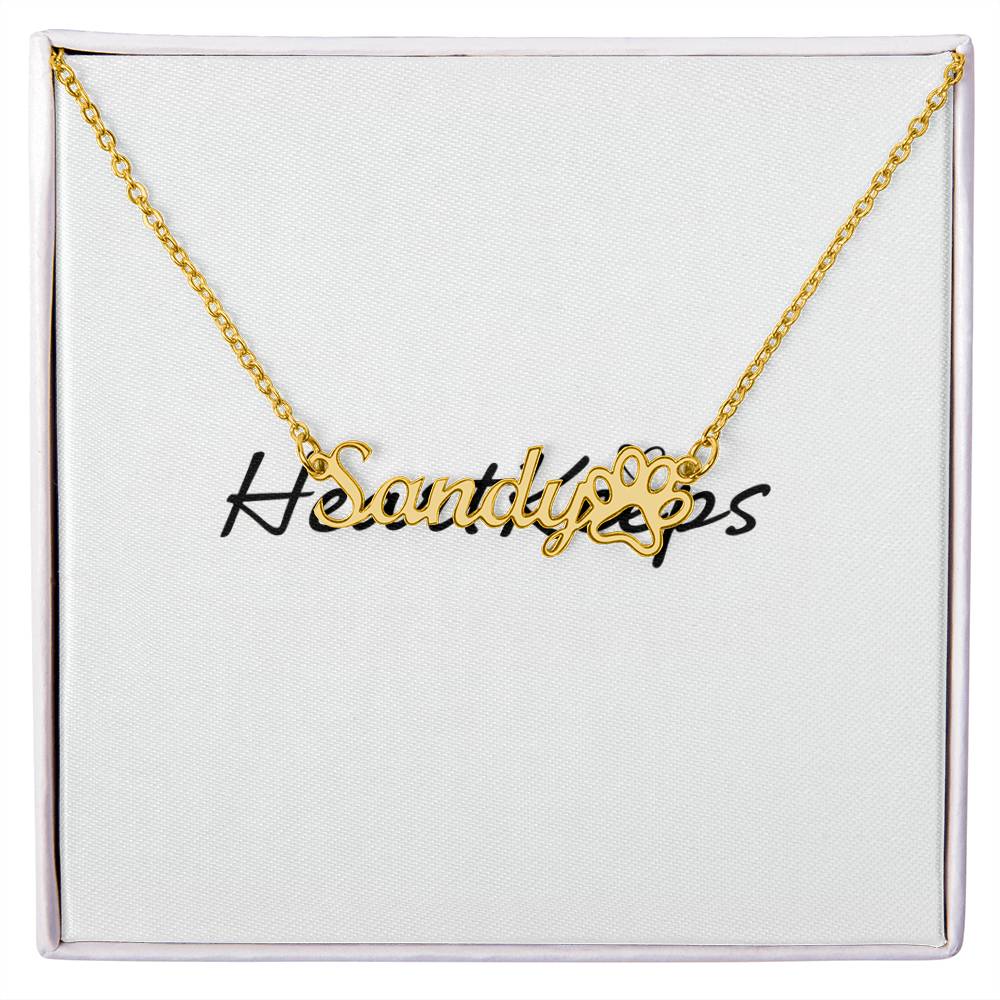 Paw Print Name Necklace – Pet Memorial Jewelry Gift