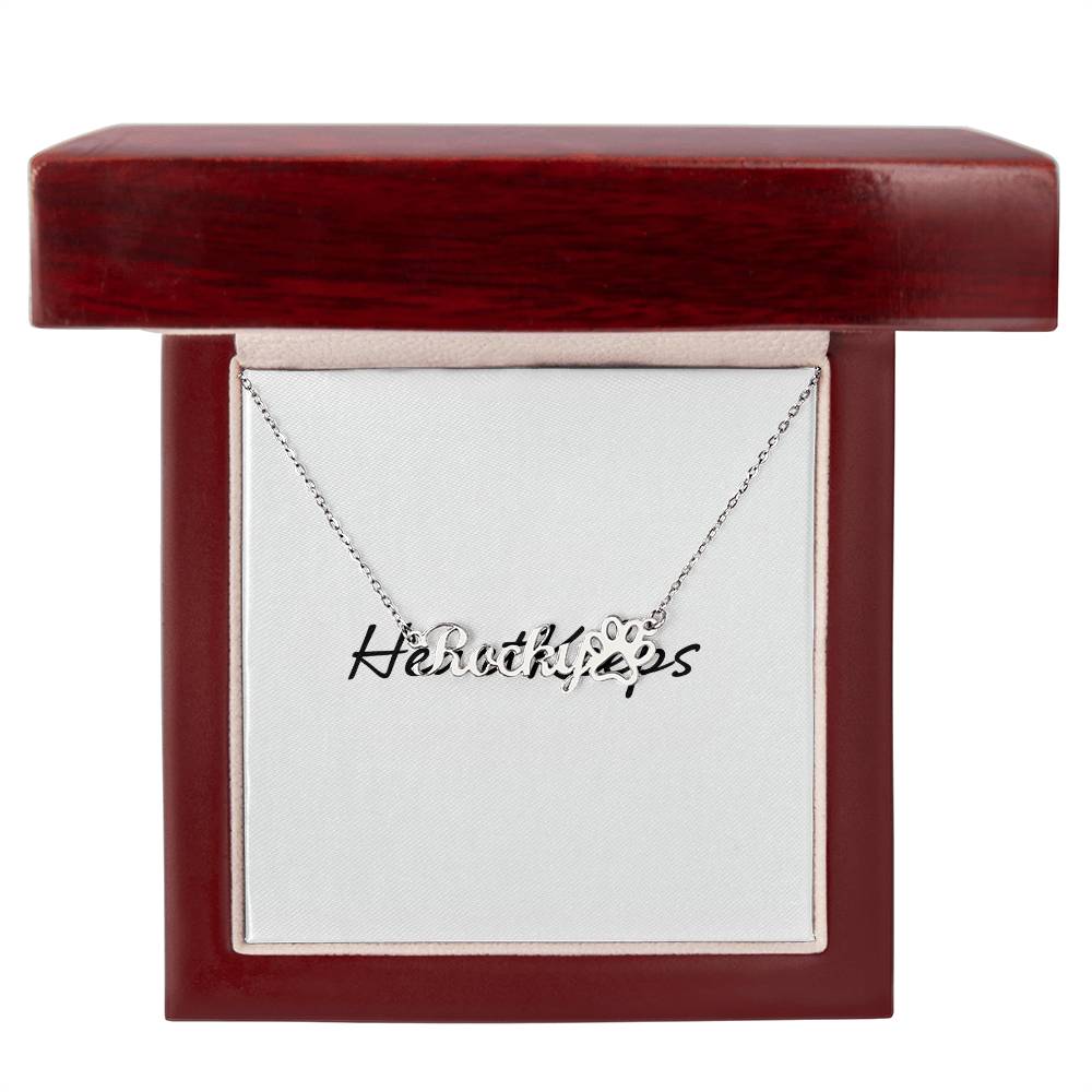 Paw Print Name Necklace – Pet Memorial Jewelry Gift