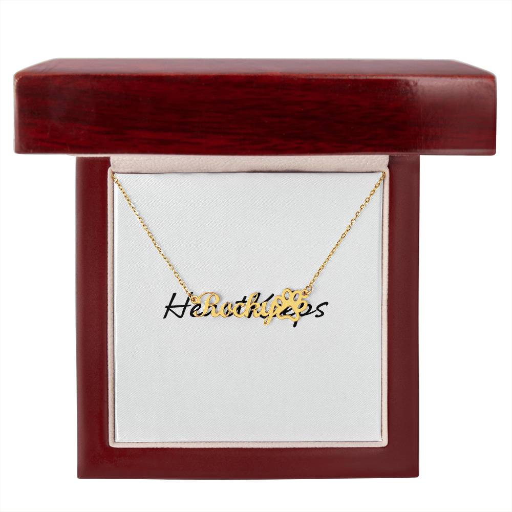 Paw Print Name Necklace – Pet Memorial Jewelry Gift