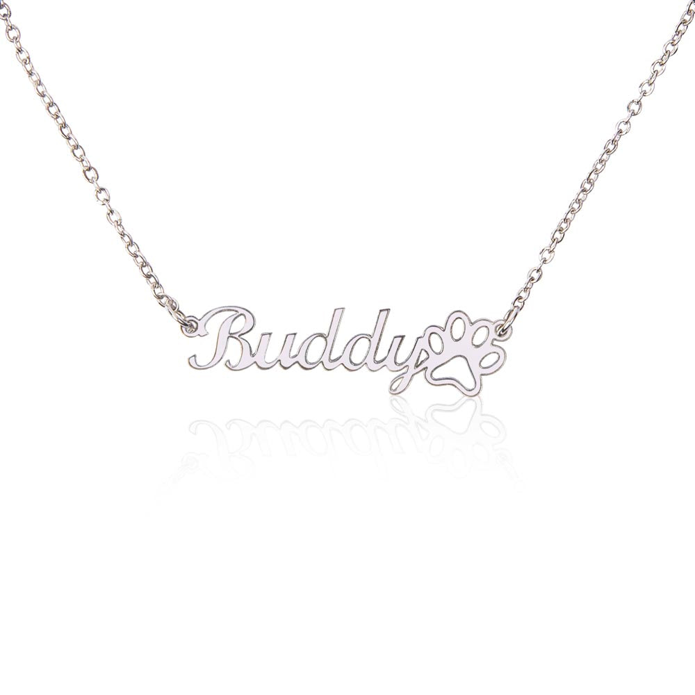 Paw Print Name Necklace - No MC