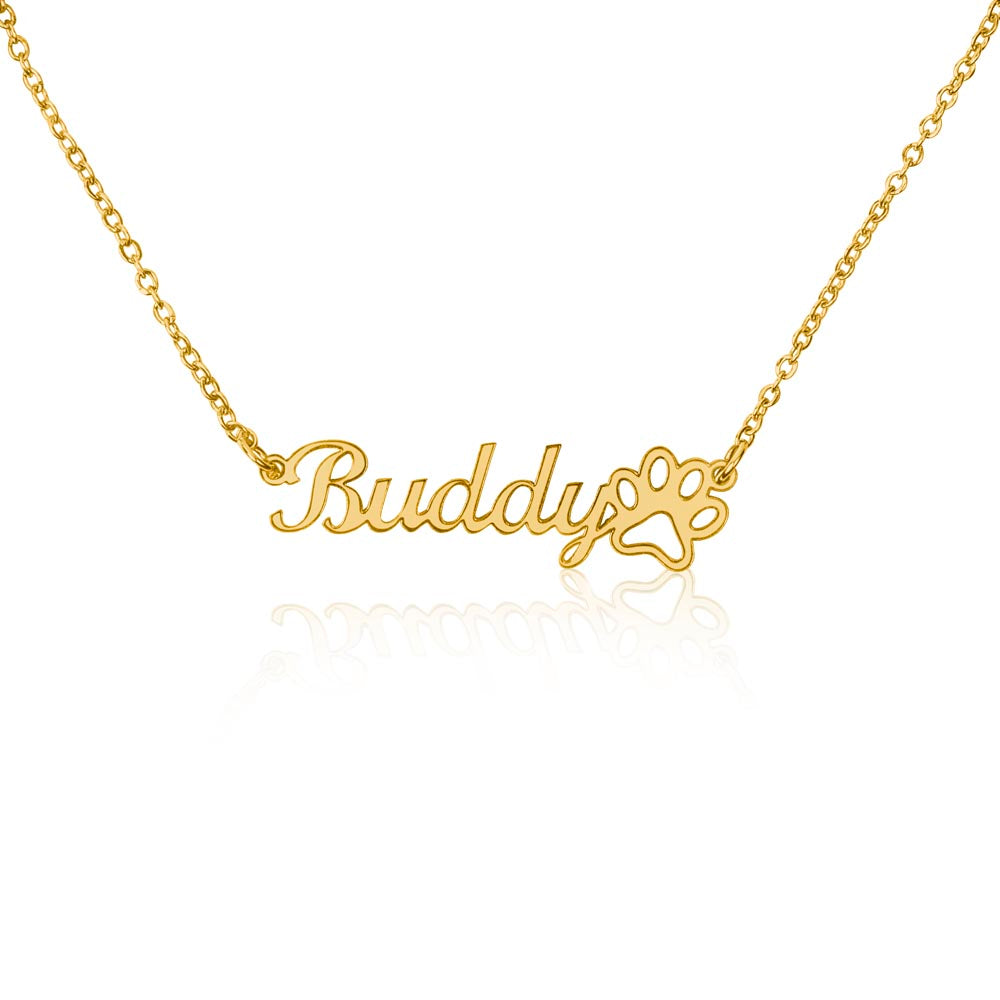 Paw Print Name Necklace - No MC