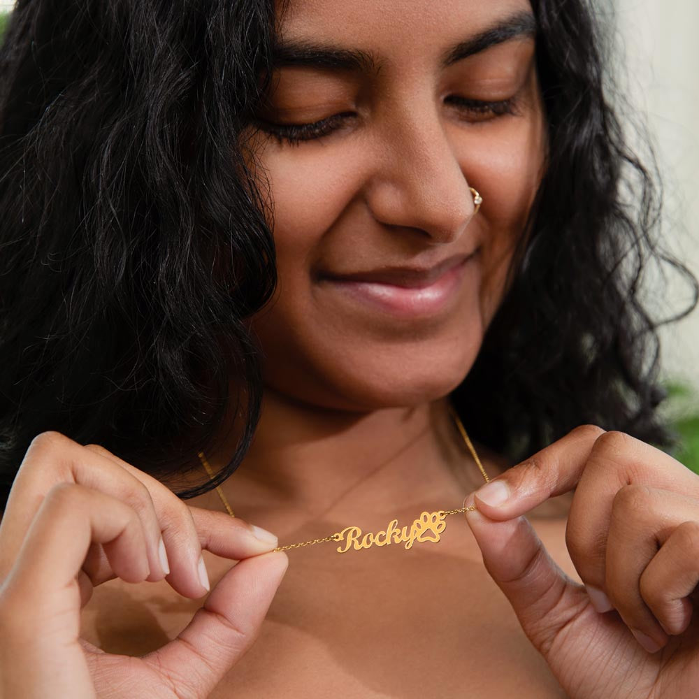 Paw Print Name Necklace - No MC