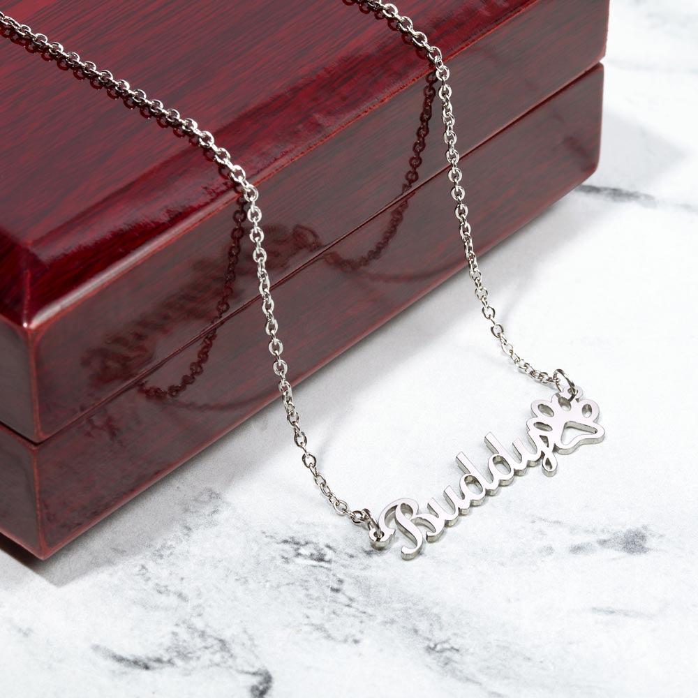 Paw Print Name Necklace - No MC