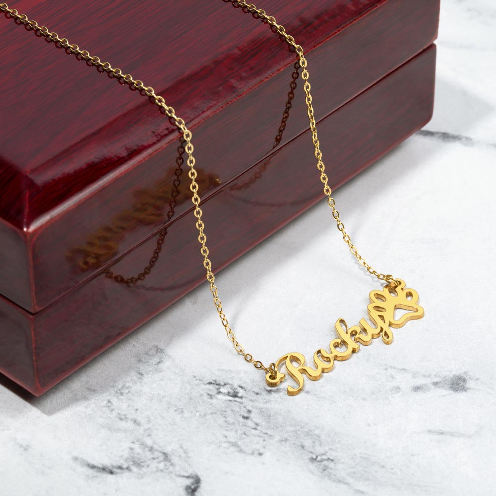 Paw Print Name Necklace - No MC