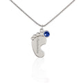 Baby Feet Necklace with Birthstone - Engraved