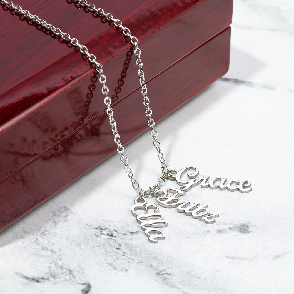 Multi Vertical Name Necklace - NO MC