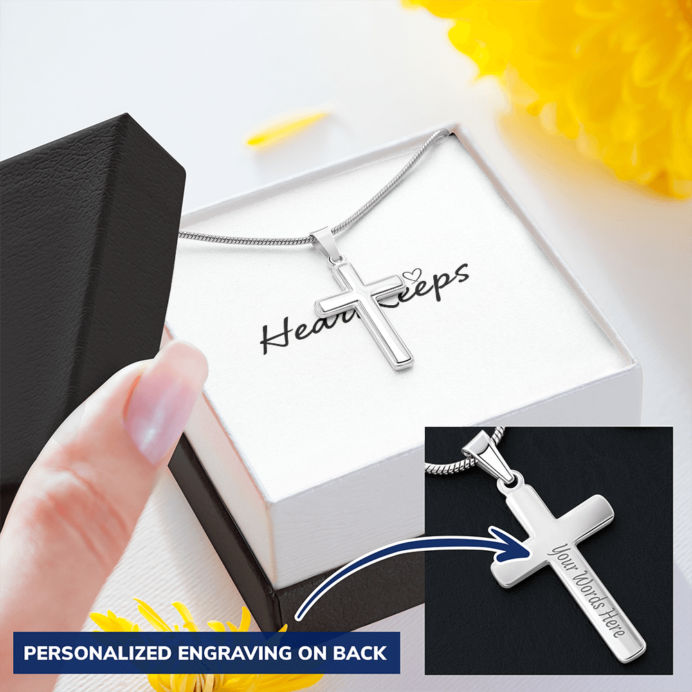 Personalized Cross Necklace - Snake Chain
