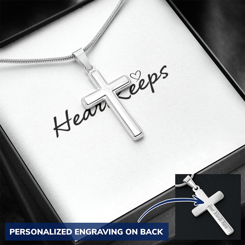 Personalized Cross Necklace - Snake Chain