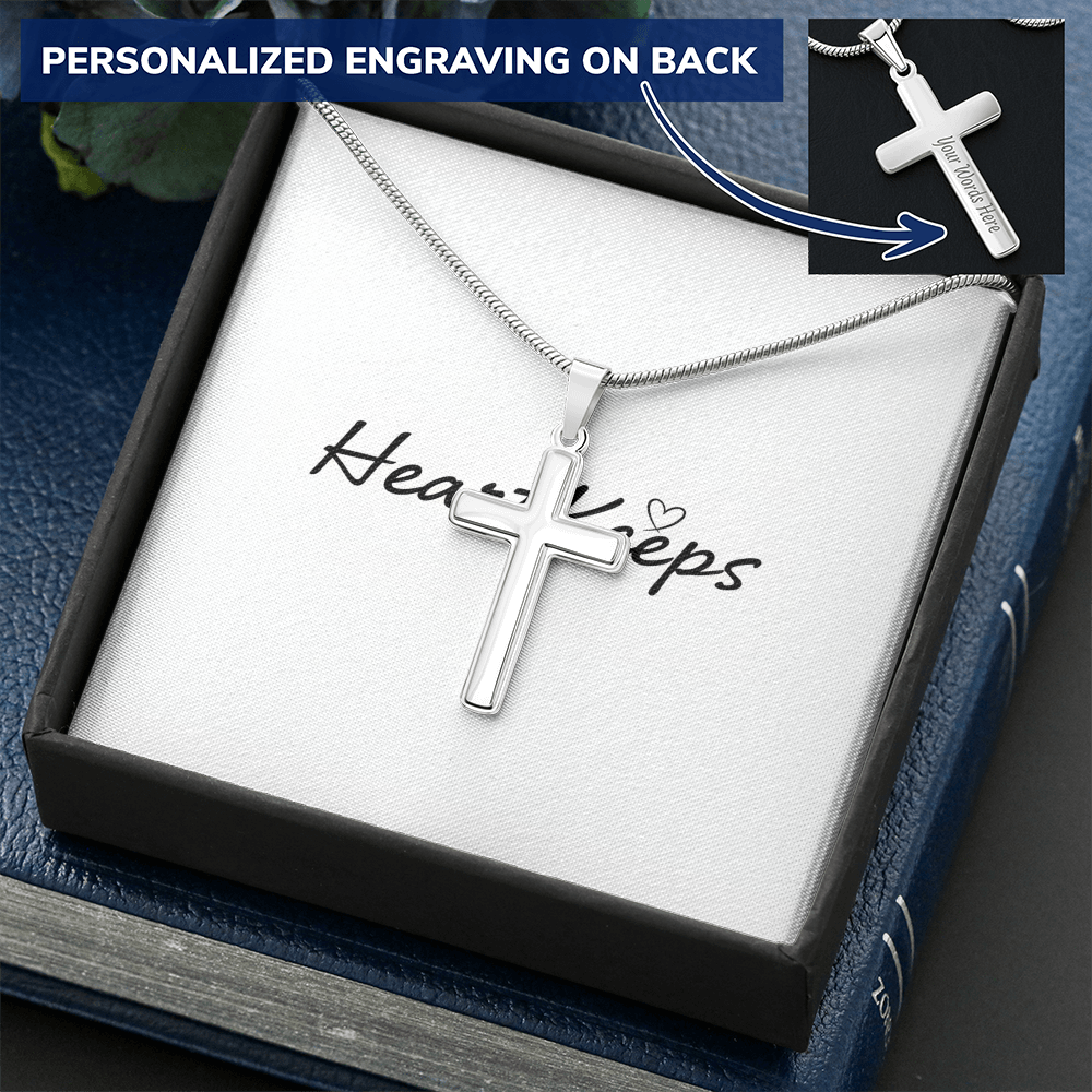 Personalized Cross Necklace - Snake Chain