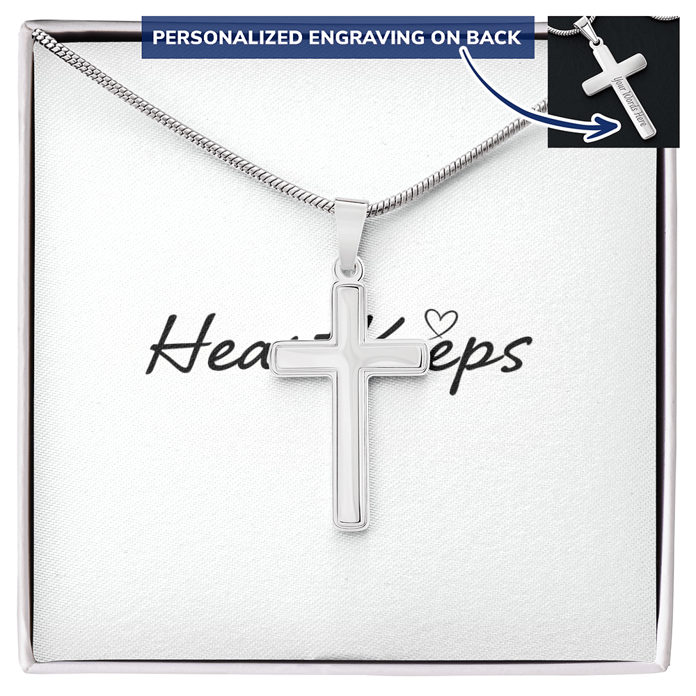 Personalized Cross Necklace - Snake Chain