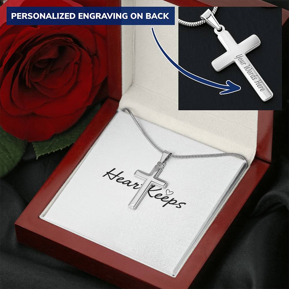Personalized Cross Necklace - Snake Chain