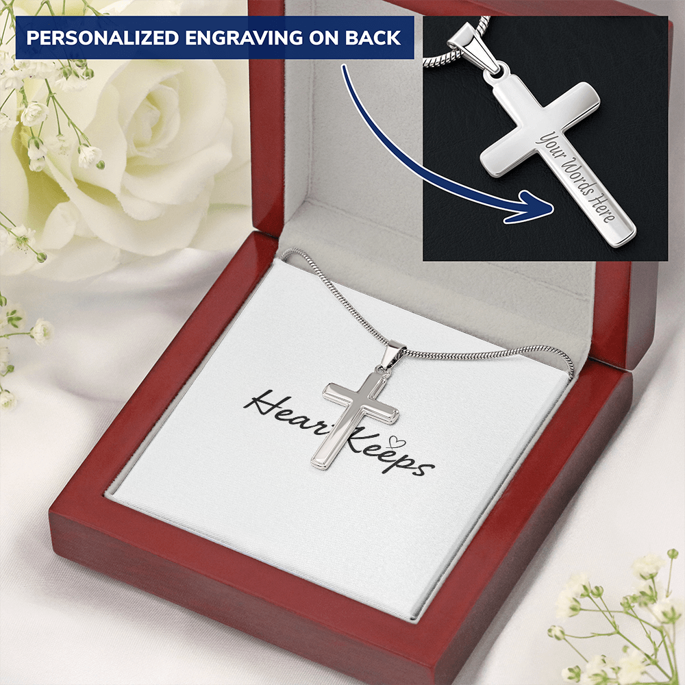Personalized Cross Necklace - Snake Chain