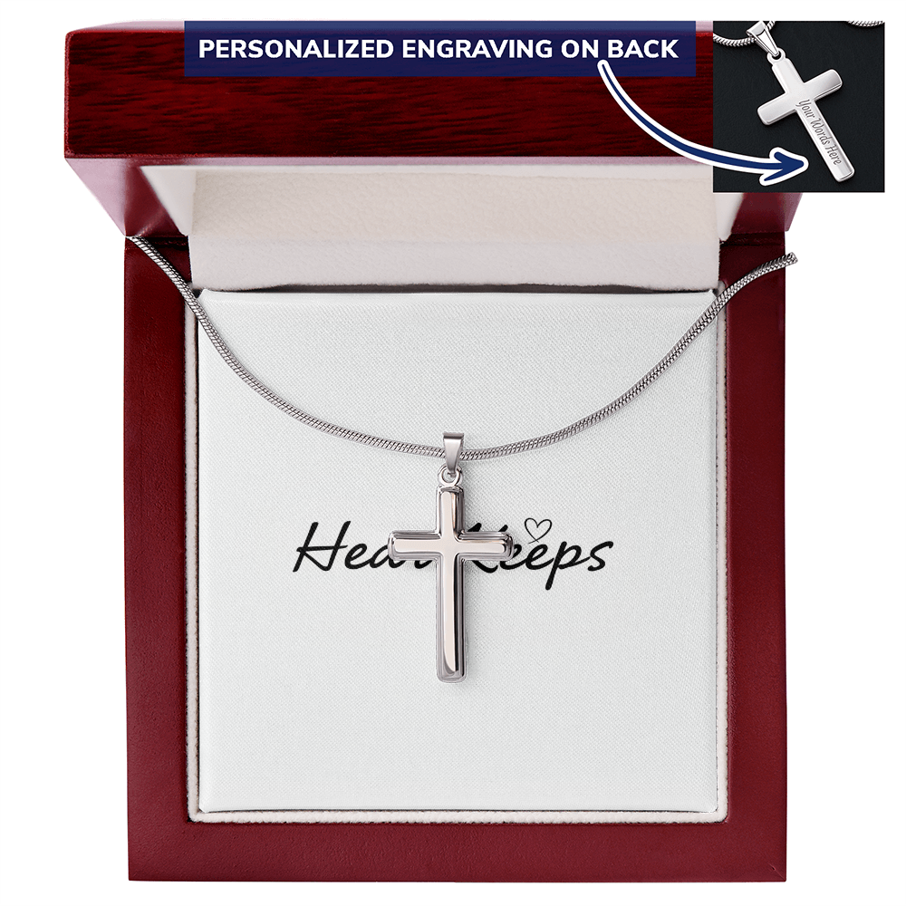 Personalized Cross Necklace - Snake Chain