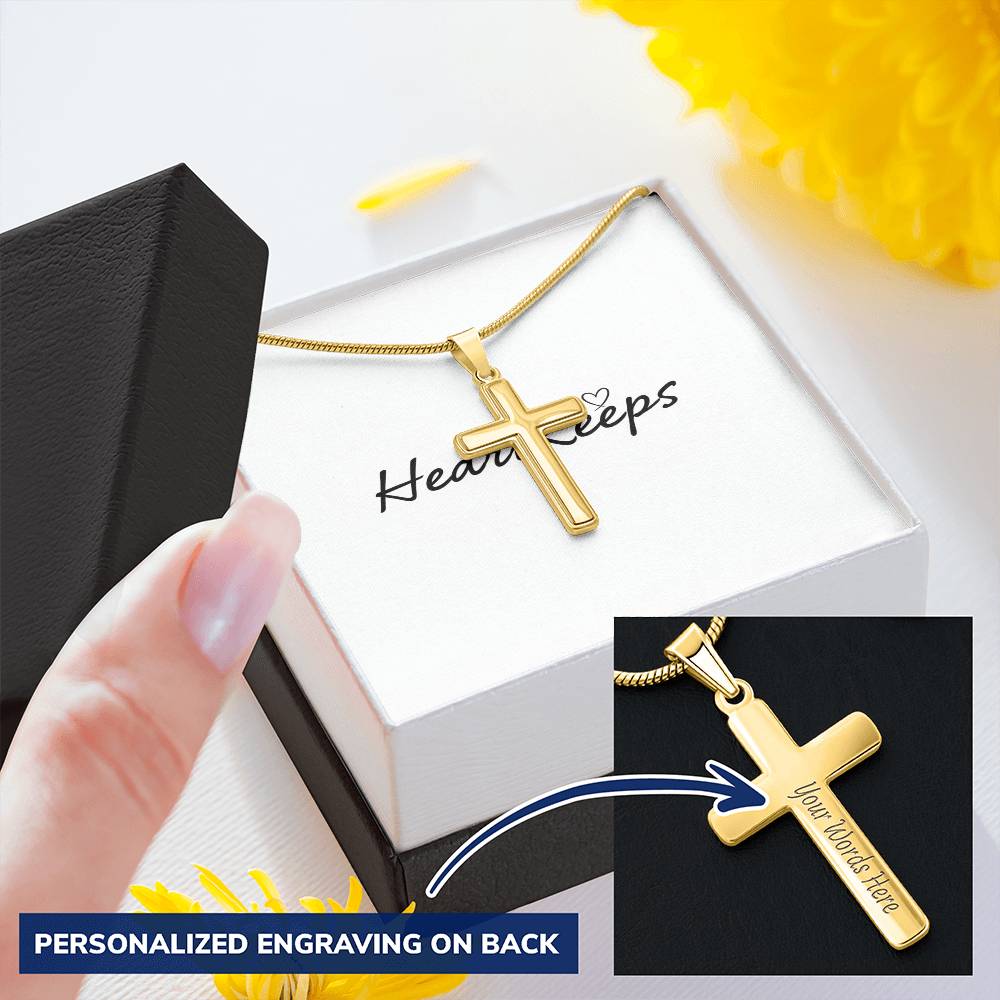 Personalized Cross Necklace - Snake Chain