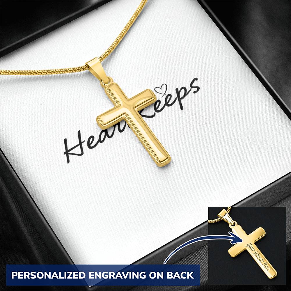 Personalized Cross Necklace - Snake Chain
