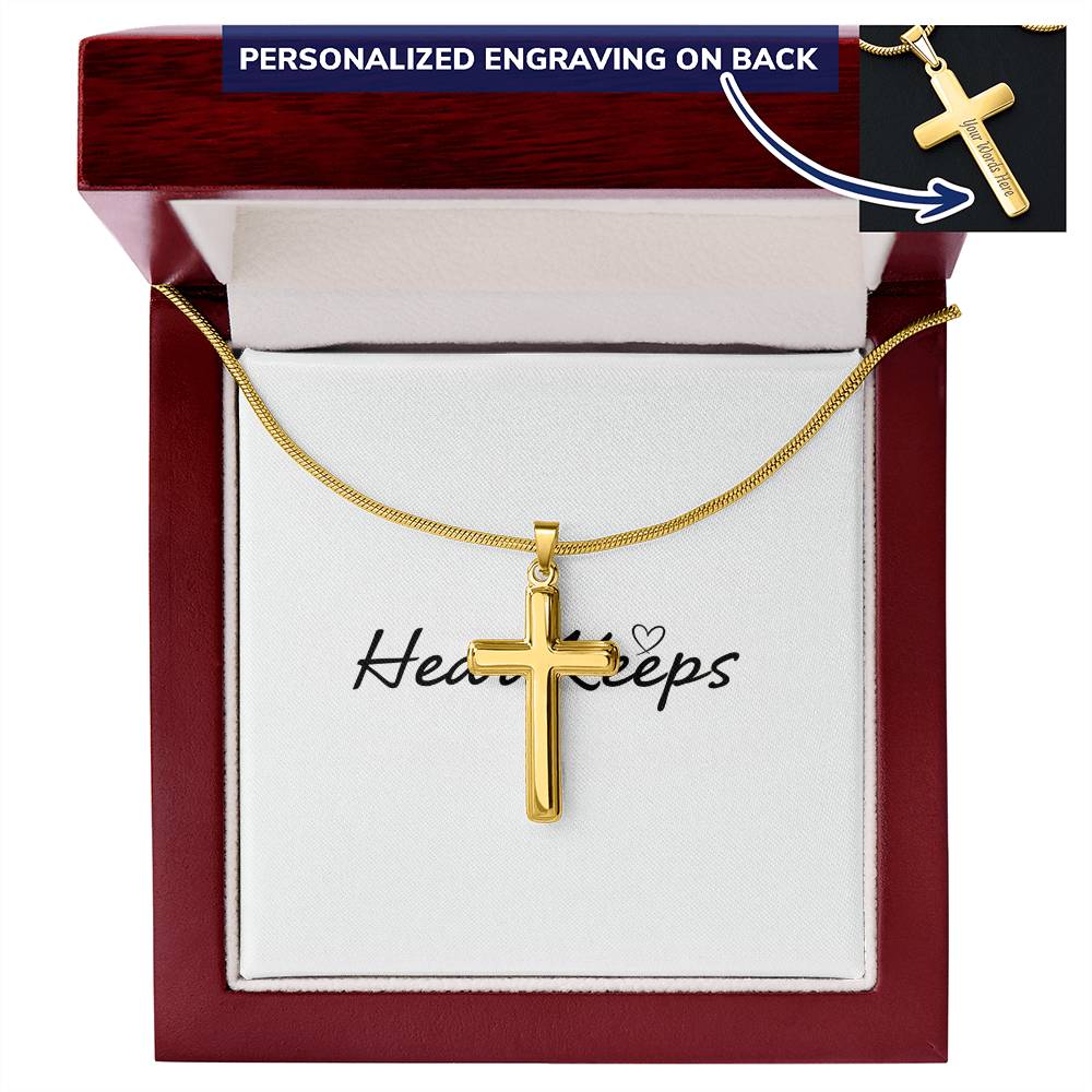 Personalized Cross Necklace - Snake Chain